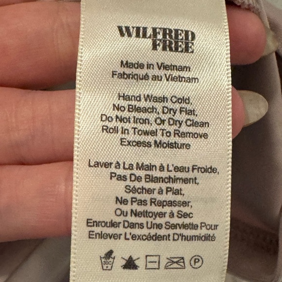 Aritzia Wilfred Free Klum Blush Pink Velvet Faux Wrap Longsleeve Dress large - Picture 14 of 15